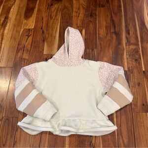 BKE girls Kids Cream and Pink Hooded Jacket large peplum